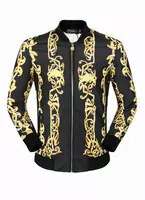 hommes veste versace long sleeve sweater zipper gold flower